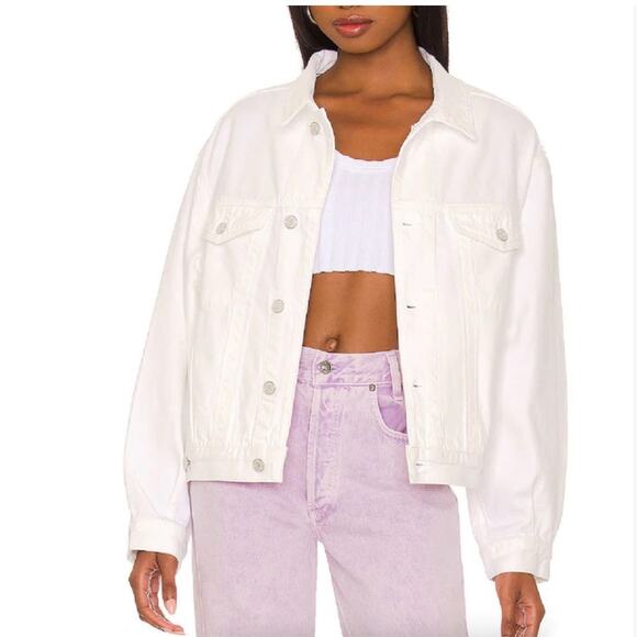 Agolde Jean Jacket, White, XL - Picture 1 of 5